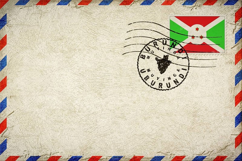 Burundi Muyinga Vintage Air Mail Envelope with Flag and Postmark