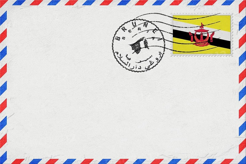 Brunei Seria Vintage Air Mail Envelope with Flag and Postmark