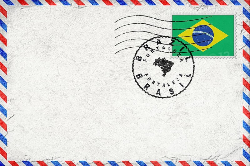 Brazil Fortaleza Vintage Air Mail Envelope with Flag and Postmark