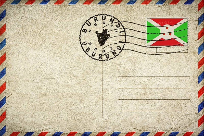 Burundi Ngozi Vintage Air Mail Envelope with Flag and Postmark