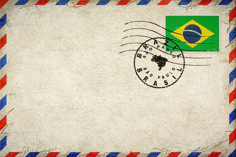 Brazil Sao Paulo Vintage Air Mail Envelope with Flag and Postmark