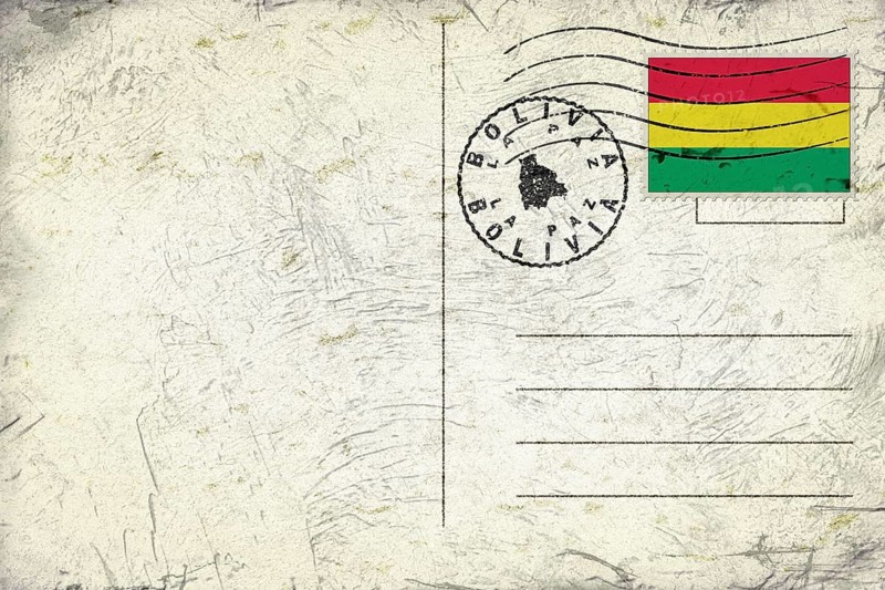 Bolivia La Paz Old Style Mail Envelope with Flag and Postmark