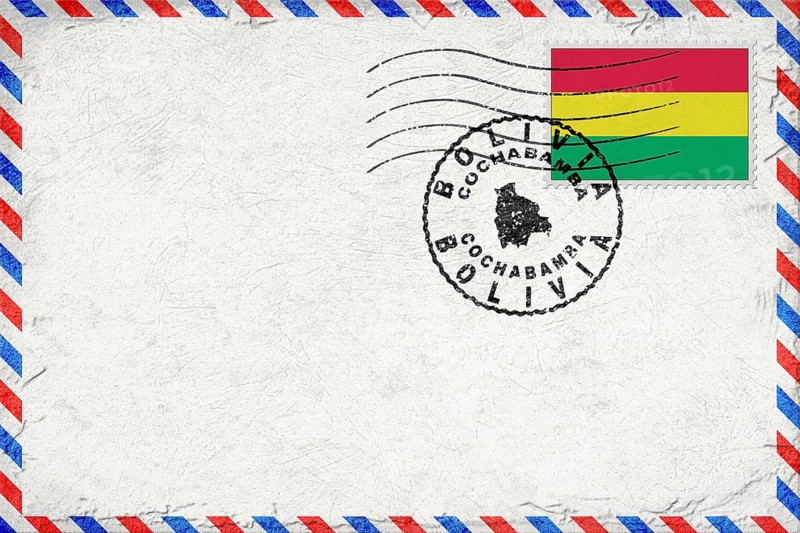 Bolivia Cochabamba Vintage Air Mail Envelope with Flag and Postmark