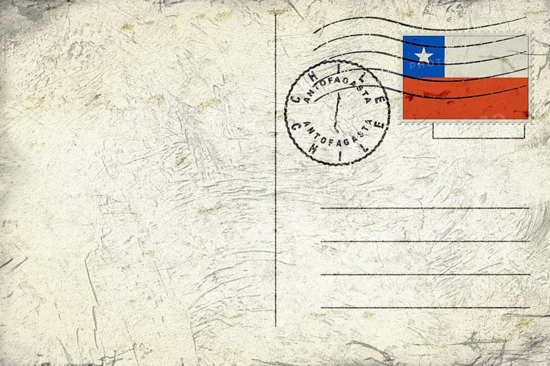 Chile Antofagasta Old Style Mail Envelope with Flag and Postmark