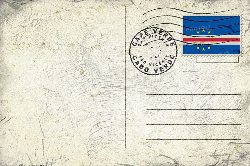 Cape Verde Sao Vicente Old Style Mail Envelope with Flag and Postmark