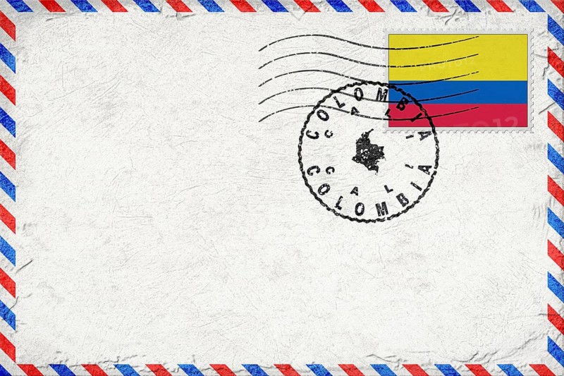 Colombia Cali Vintage Air Mail Envelope with Flag and Postmark