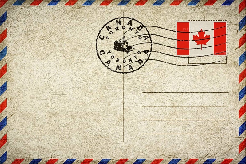 Canada Toronto Vintage Air Mail Envelope with Flag and Postmark