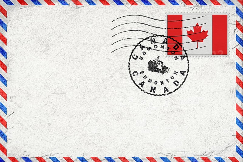 Canada Edmonton Vintage Air Mail Envelope with Flag and Postmark
