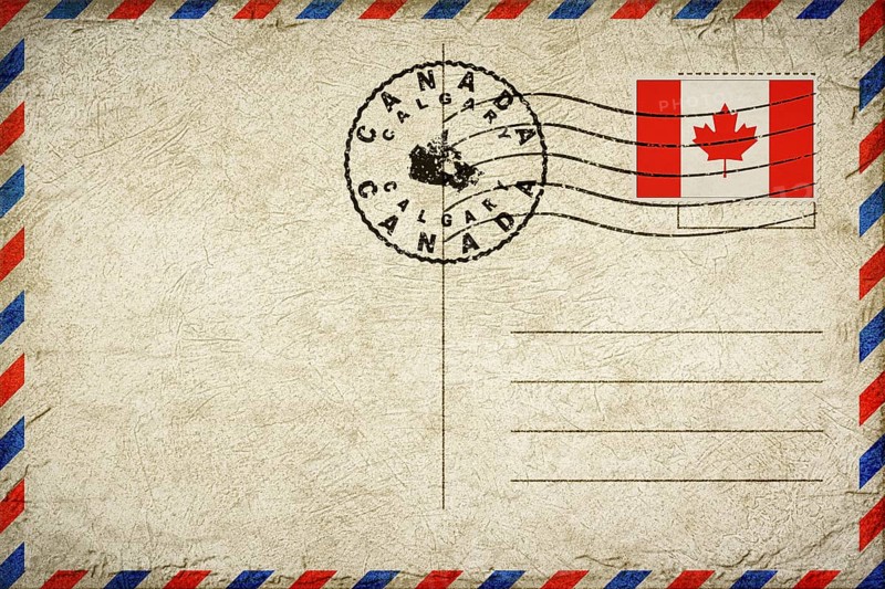 Canada Calgary Vintage Air Mail Envelope with Flag and Postmark