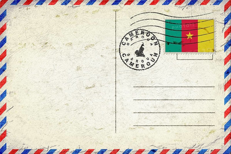 Cameroon Garoua Vintage Air Mail Envelope with Flag and Postmark