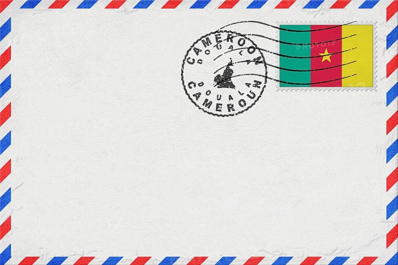 Cameroon Douala Vintage Air Mail Envelope with Flag and Postmark