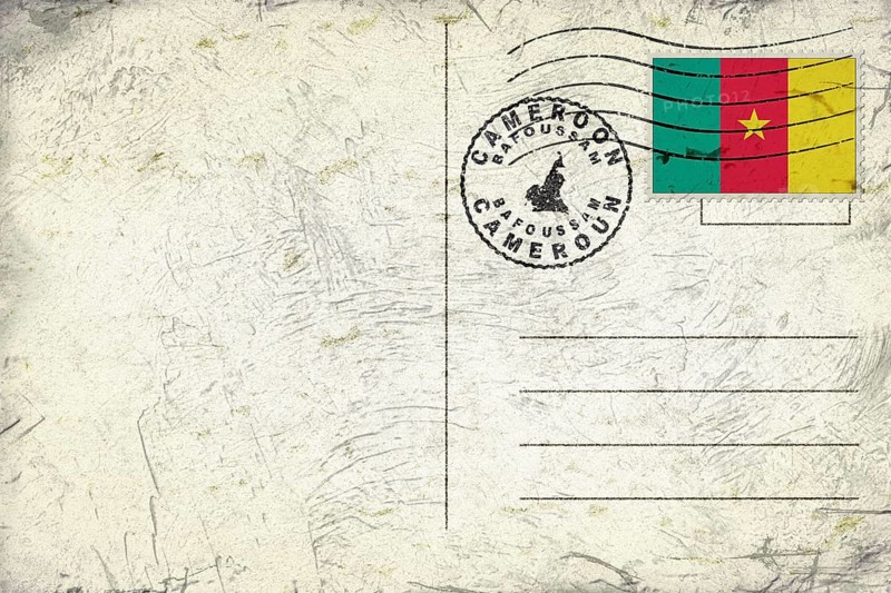 Cameroon Bafoussam Old Style Mail Envelope with Flag and Postmark