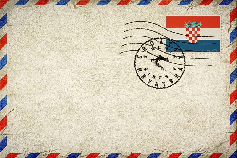 Croatia Sibenik Vintage Air Mail Envelope with Flag and Postmark