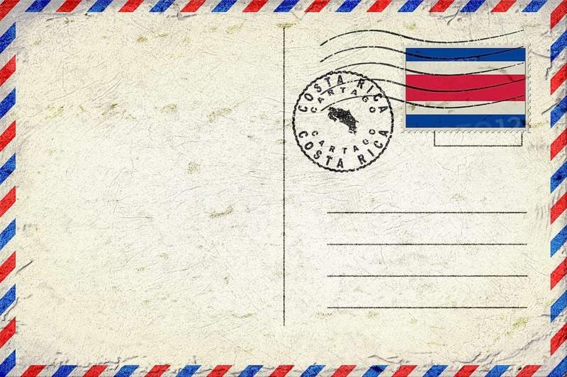 Costa Rica Cartago Vintage Air Mail Envelope with Flag and Postmark