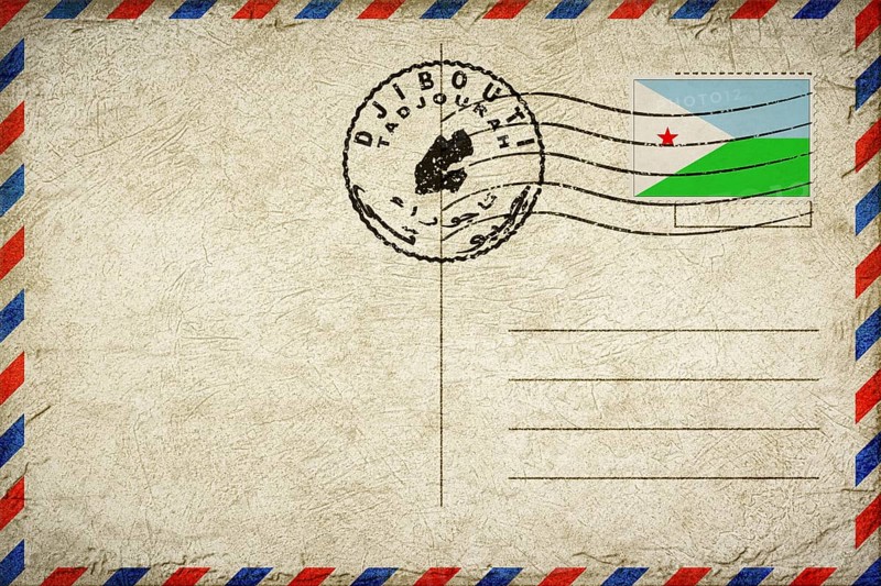 Djibouti Tadjourah Vintage Air Mail Envelope with Flag and Postmark