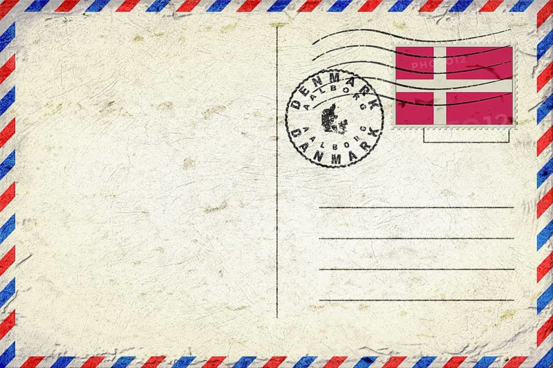 Denmark Aalborg Vintage Air Mail Envelope with Flag and Postmark