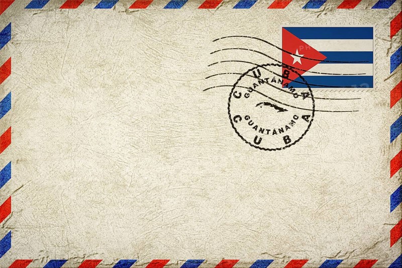 Cuba Guantanamo Vintage Air Mail Envelope with Flag and Postmark