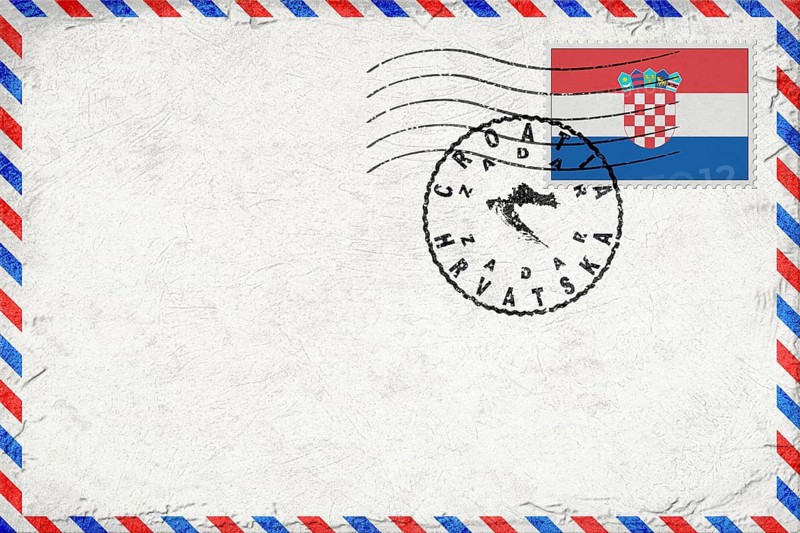 Croatia Zadar Vintage Air Mail Envelope with Flag and Postmark