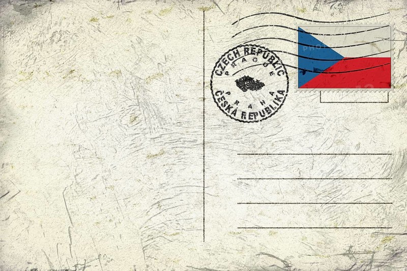 Czech Republic Prague Old Style Mail Envelope with Flag and Postmark