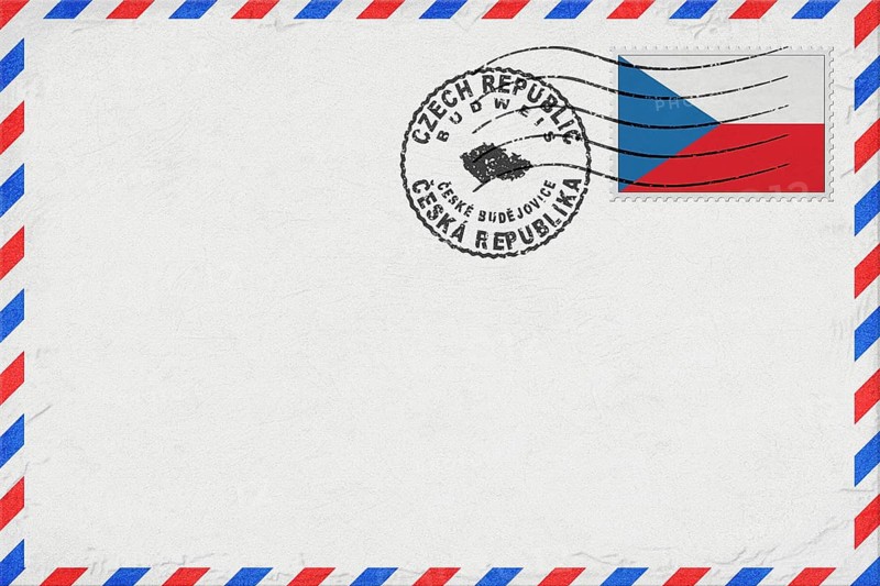 Czech Republic Budweis Vintage Air Mail Envelope with Flag and Postmark