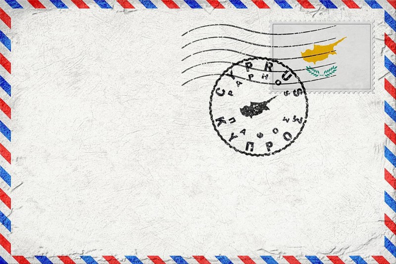 Cyprus Paphos Vintage Air Mail Envelope with Flag and Postmark