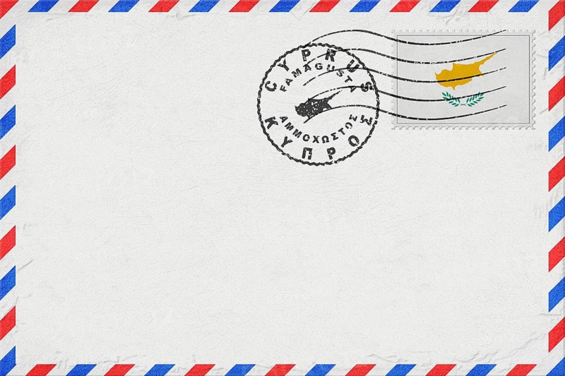 Cyprus Famagusta Vintage Air Mail Envelope with Flag and Postmark