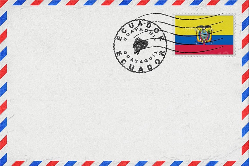 Ecuador Guayaquil Vintage Air Mail Envelope with Flag and Postmark