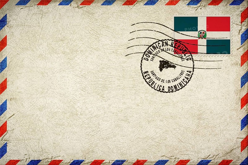 Dominican Republic Santiago de los Caballeros Vintage Air Mail Envelope with Flag and Postmark