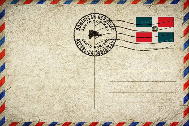 Dominican Republic Santo Domingo Vintage Air Mail Envelope with Flag and Postmark