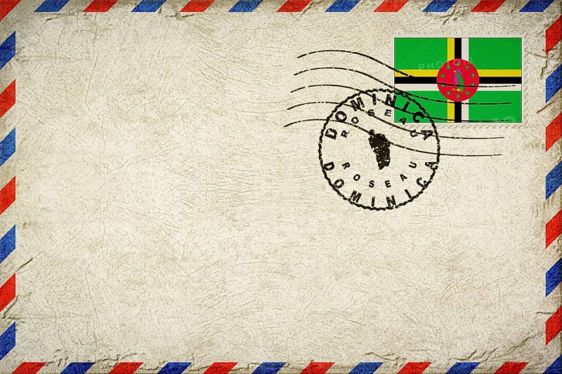 Dominica Roseau Vintage Air Mail Envelope with Flag and Postmark