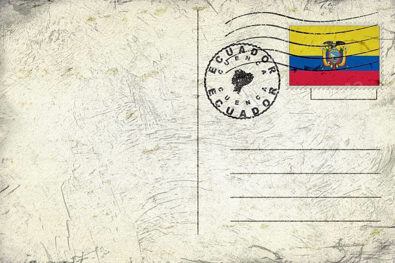 Ecuador Cuenca Old Style Mail Envelope with Flag and Postmark