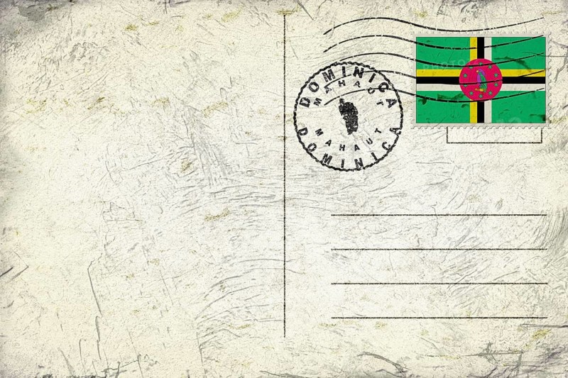 Dominica Mahaut Old Style Mail Envelope with Flag and Postmark