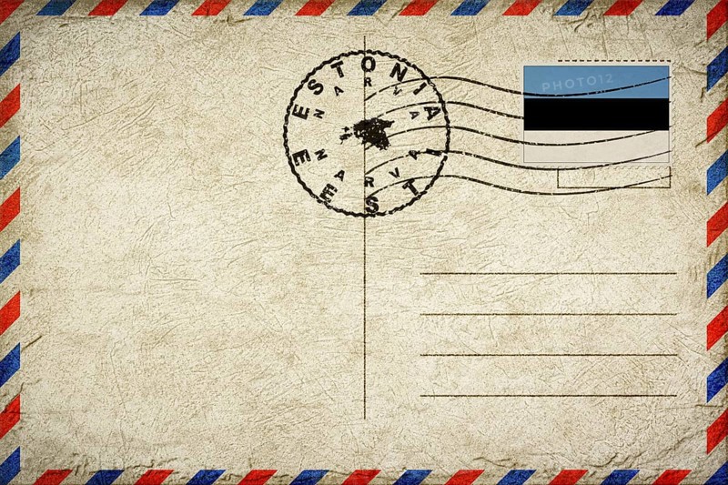 Estonia Narva Vintage Air Mail Envelope with Flag and Postmark