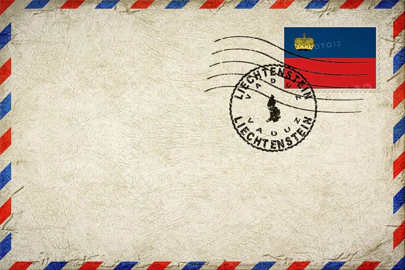 Liechtenstein Vaduz Vintage Air Mail Envelope with Flag and Postmark