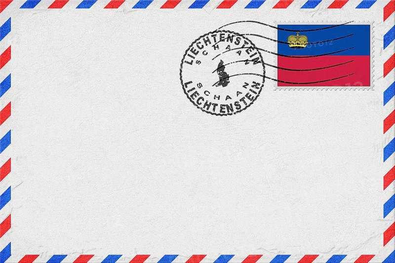 Liechtenstein Schaan Vintage Air Mail Envelope with Flag and Postmark