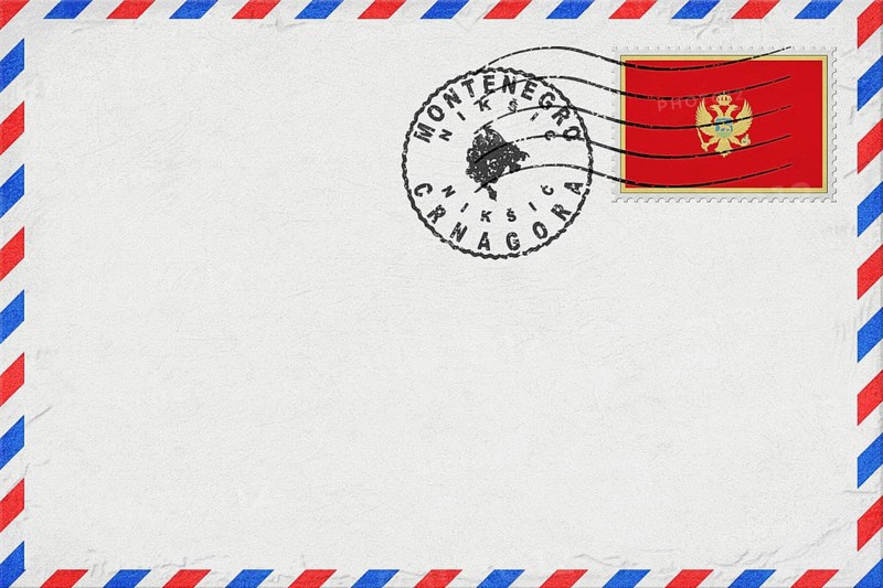 Montenegro Niksic Vintage Air Mail Envelope with Flag and Postmark