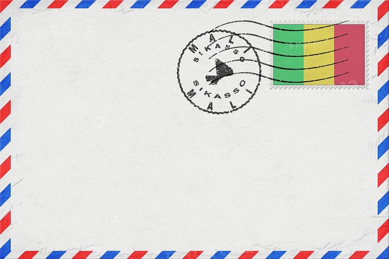 Mali Sikasso Vintage Air Mail Envelope with Flag and Postmark
