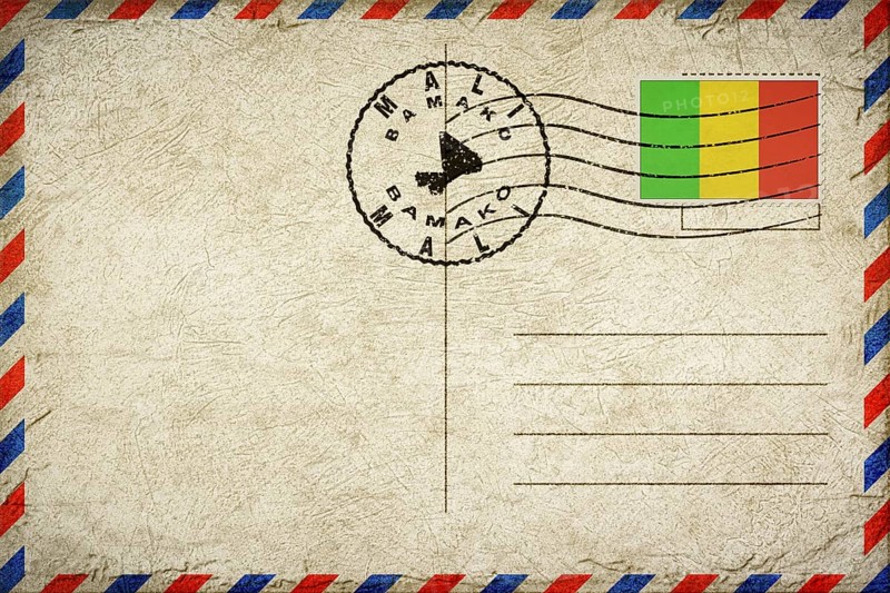 Mali Bamako Vintage Air Mail Envelope with Flag and Postmark