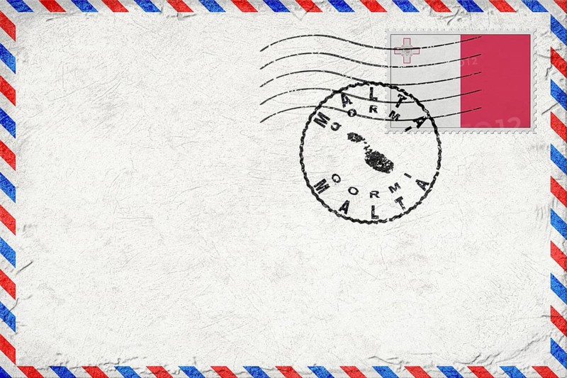 Malta Qormi Vintage Air Mail Envelope with Flag and Postmark