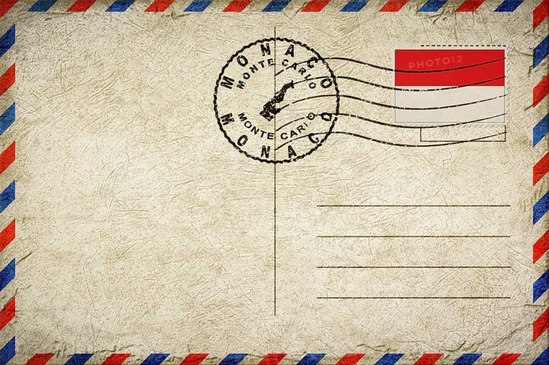 Monaco Monte Carlo Vintage Air Mail Envelope with Flag and Postmark