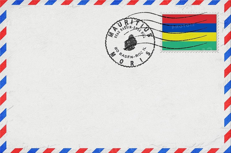 Mauritius Beau Bassin Rose Hill Vintage Air Mail Envelope with Flag and Postmark