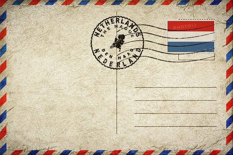 Netherlands The Hague Vintage Air Mail Envelope with Flag and Postmark
