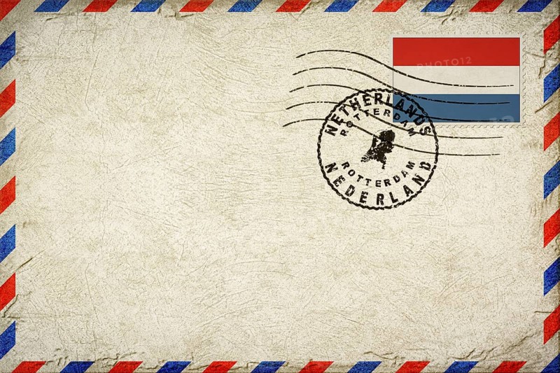 Netherlands Rotterdam Vintage Air Mail Envelope with Flag and Postmark