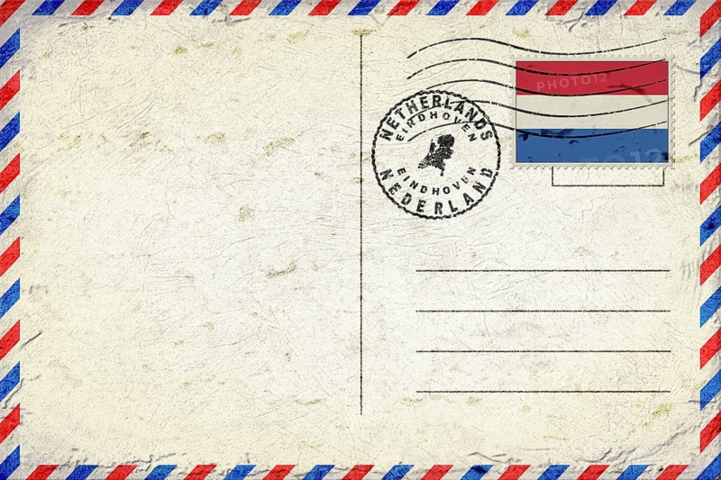 Netherlands Eindhoven Vintage Air Mail Envelope with Flag and Postmark
