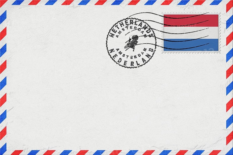 Netherlands Amsterdam Vintage Air Mail Envelope with Flag and Postmark