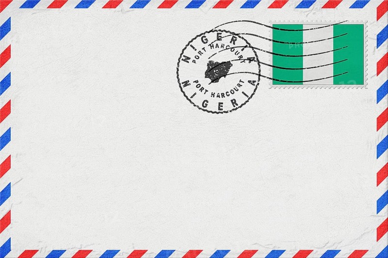 Nigeria Port Harcourt Vintage Air Mail Envelope with Flag and Postmark