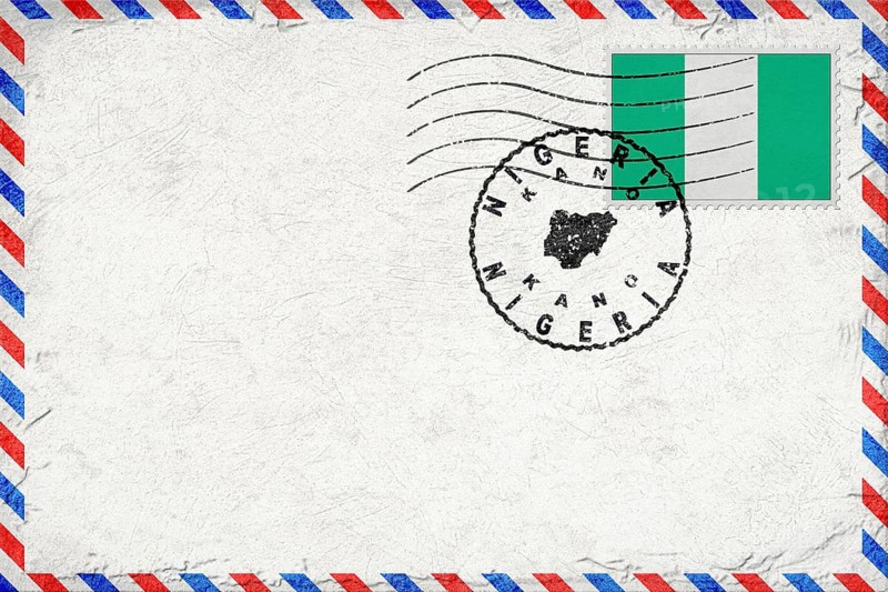 Nigeria Kano Vintage Air Mail Envelope with Flag and Postmark