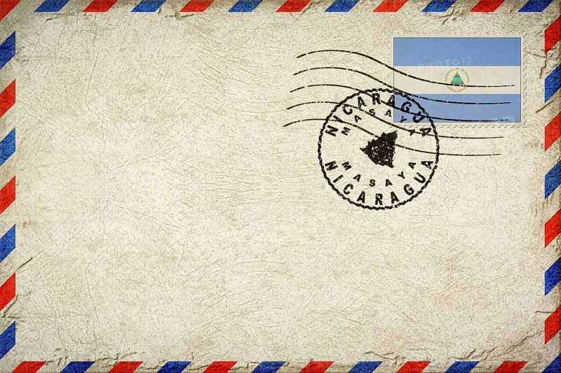 Nicaragua Masaya Vintage Air Mail Envelope with Flag and Postmark