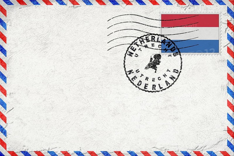 Netherlands Utrecht Vintage Air Mail Envelope with Flag and Postmark