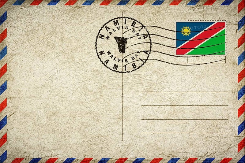 Namibia Walvis Bay Vintage Air Mail Envelope with Flag and Postmark